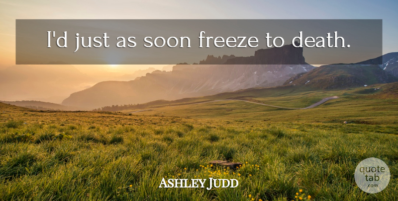 Ashley Judd Quote About Freeze: Id Just As Soon Freeze...