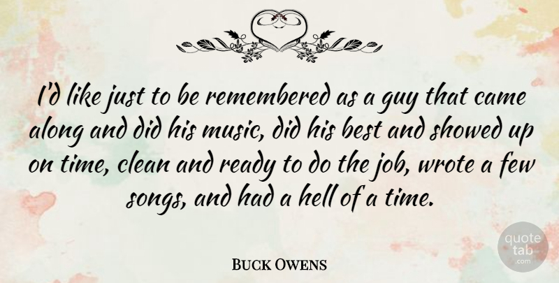 Buck Owens Quote About Along, Best, Came, Clean, Few: Id Like Just To Be...