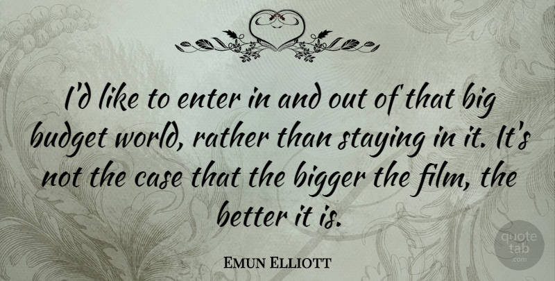 Emun Elliott Quote About Case, Enter, Staying: Id Like To Enter In...