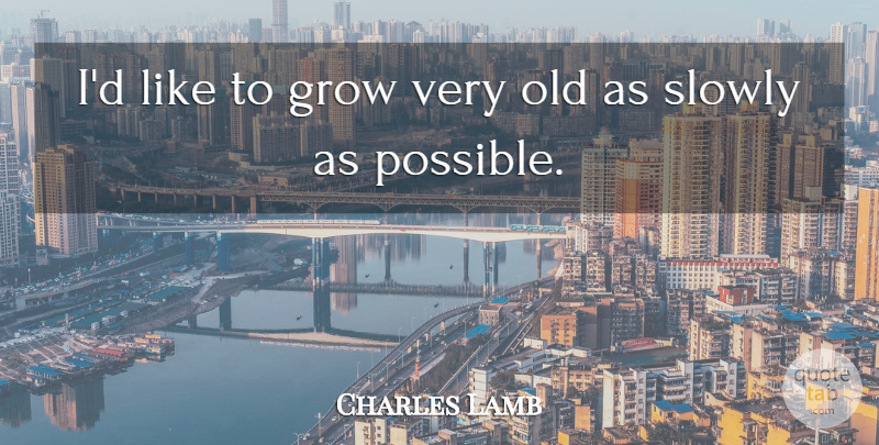 Charles Lamb Quote About Age, Aging, Grows: Id Like To Grow Very...