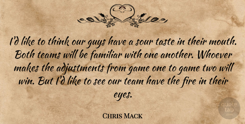 Chris Mack Quote About Both, Familiar, Fire, Game, Guys: Id Like To Think Our...