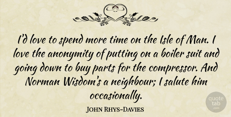 John Rhys-Davies Quote About Anonymity, Buy, Love, Norman, Parts: Id Love To Spend More...