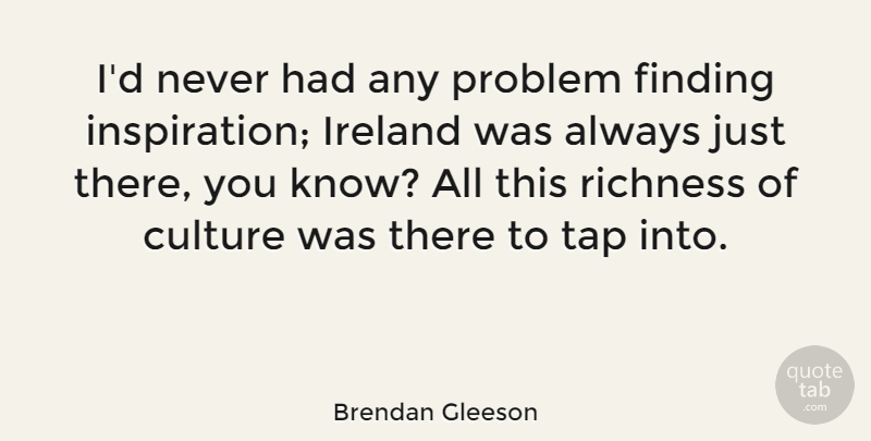Brendan Gleeson Quote About Finding, Richness, Tap: Id Never Had Any Problem...