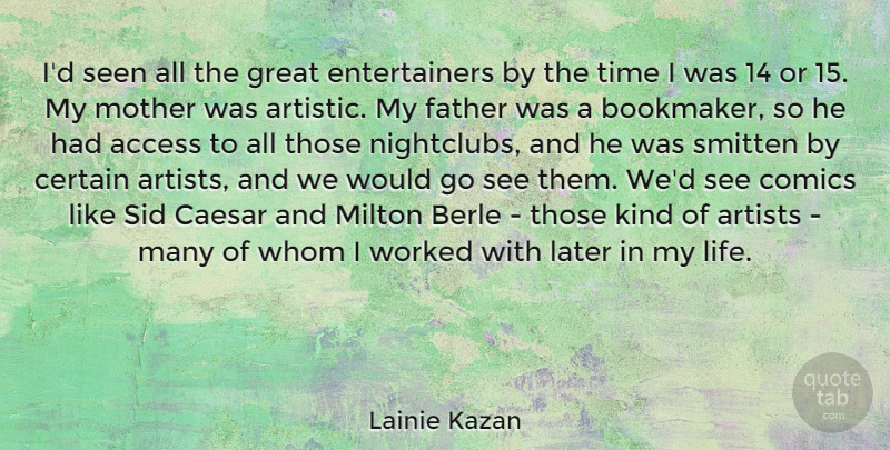 Lainie Kazan Quote About Mother, Father, Artist: Id Seen All The Great...