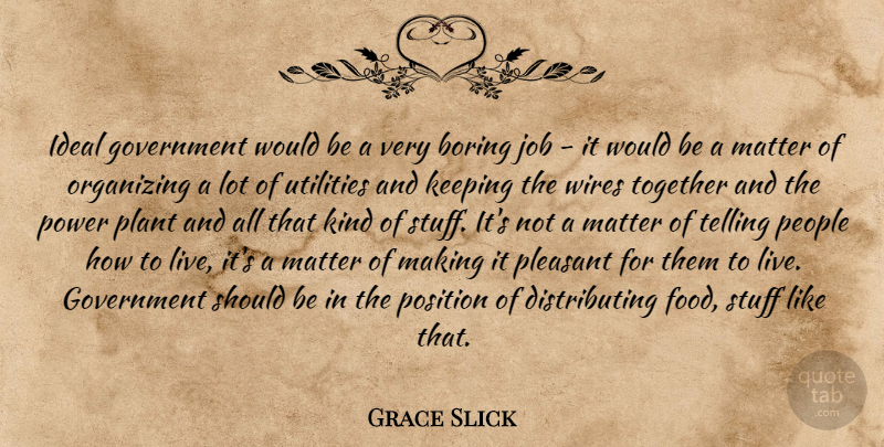 Grace Slick Quote About Jobs, Government, People: Ideal Government Would Be A...