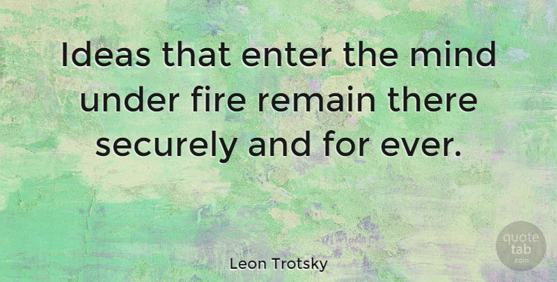 Leon Trotsky Quote About Fire, Ideas, Mind: Ideas That Enter The Mind...