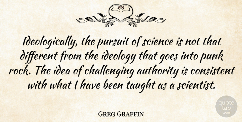 Greg Graffin Quote About Consistent, Goes, Ideology, Punk, Pursuit: Ideologically The Pursuit Of Science...