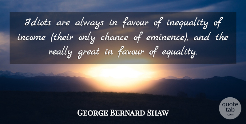 George Bernard Shaw Quote About Work, Favour, Income: Idiots Are Always In Favour...
