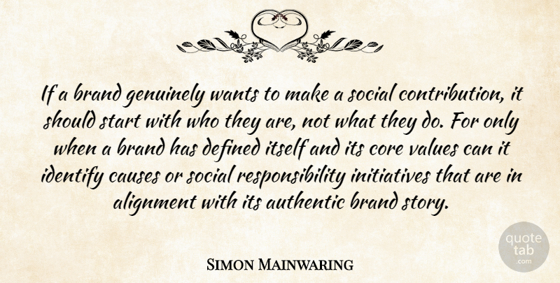 Simon Mainwaring Quote About Responsibility, Stories, Want: If A Brand Genuinely Wants...
