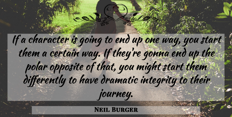 Neil Burger Quote About Integrity, Character, Journey: If A Character Is Going...