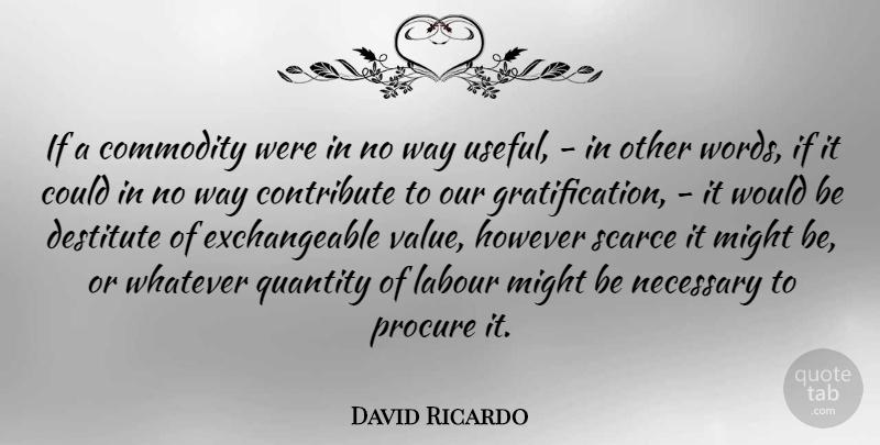 David Ricardo Quote About Might, Way, Would Be: If A Commodity Were In...