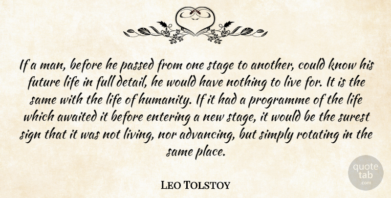 Leo Tolstoy Quote About Men, Humanity, Details: If A Man Before He...