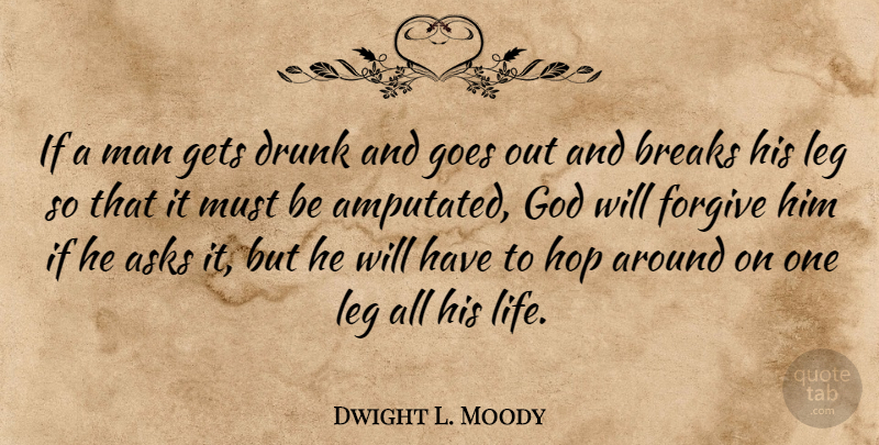 Dwight L. Moody Quote About Christian, Men, Drunk: If A Man Gets Drunk...