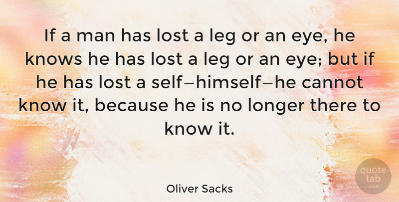 Oliver Sacks Quote About Eye, Men, Self: If A Man Has Lost...