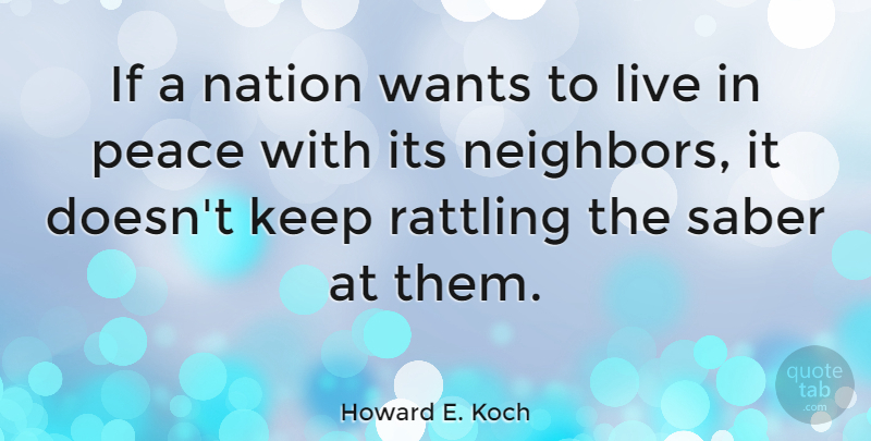 Howard E. Koch Quote About British Author, Peace, Rattling, Wants: If A Nation Wants To...