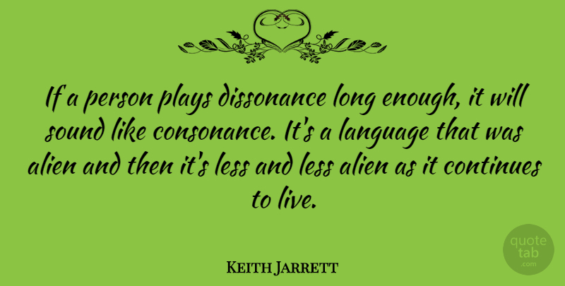 Keith Jarrett Quote About Play, Long, Sound: If A Person Plays Dissonance...