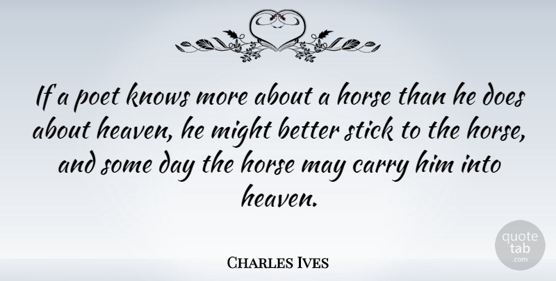 Charles Ives Quote About Horse, Heaven, Poetry: If A Poet Knows More...