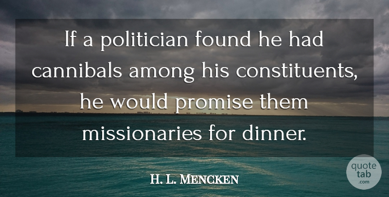 H. L. Mencken Quote About Political, Promise, Debt: If A Politician Found He...