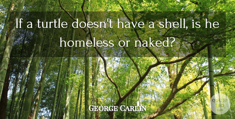 George Carlin Quote About Turtles, Shells, Naked: If A Turtle Doesnt Have...