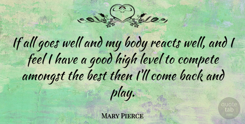 Mary Pierce Quote About Amongst, Best, Compete, Goes, Good: If All Goes Well And...