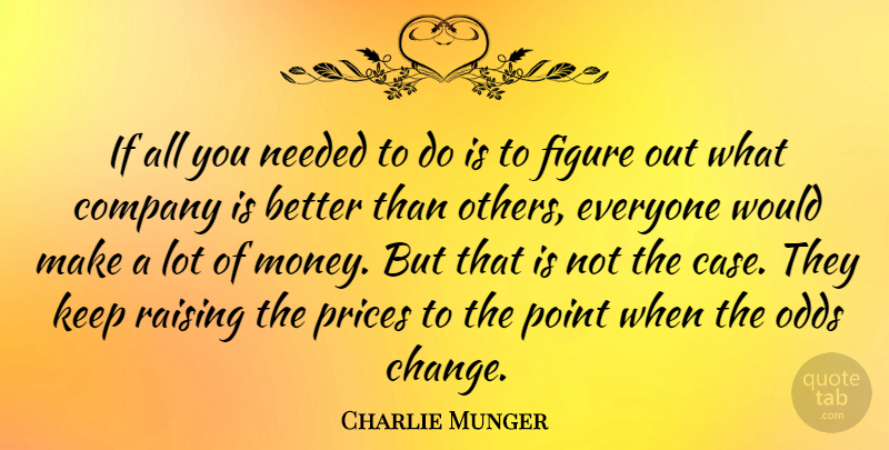 Charlie Munger Quote About Change, Company, Figure, Money, Needed: If All You Needed To...