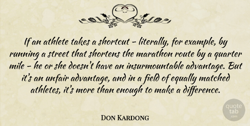 Don Kardong Quote About Equally, Field, Marathon, Matched, Mile: If An Athlete Takes A...