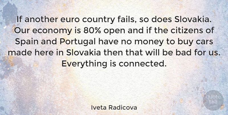 Iveta Radicova Quote About Country, Car, Spain: If Another Euro Country Fails...