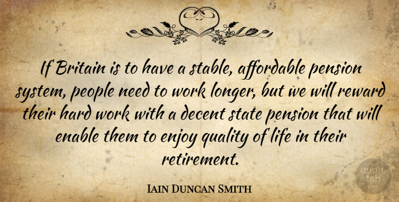 Iain Duncan Smith Quote About Retirement, Hard Work, People: If Britain Is To Have...