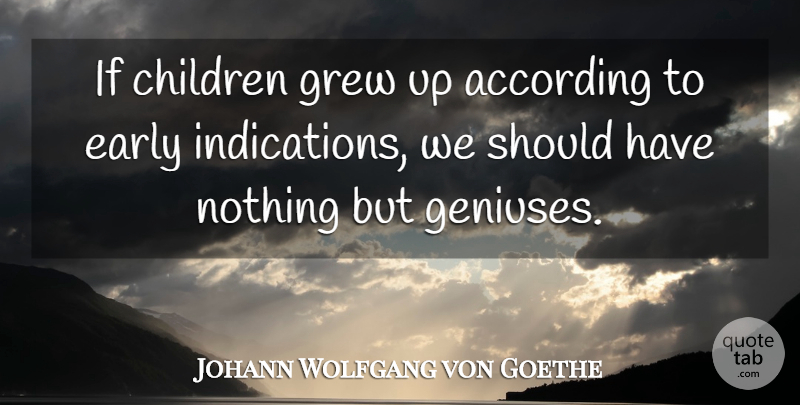 Johann Wolfgang von Goethe Quote About Children, Should Have, Childhood: If Children Grew Up According...