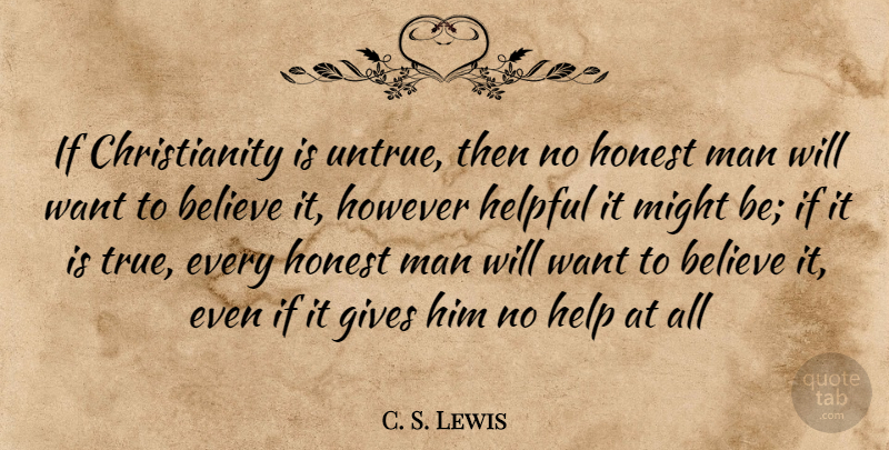 C. S. Lewis Quote About Believe, Men, Giving: If Christianity Is Untrue Then...