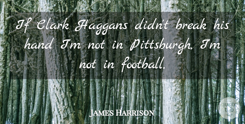 James Harrison Quote About Break, Clark, Football, Hand: If Clark Haggans Didnt Break...