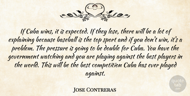 Jose Contreras Quote About Against, Baseball, Best, Competition, Cuba: If Cuba Wins It Is...