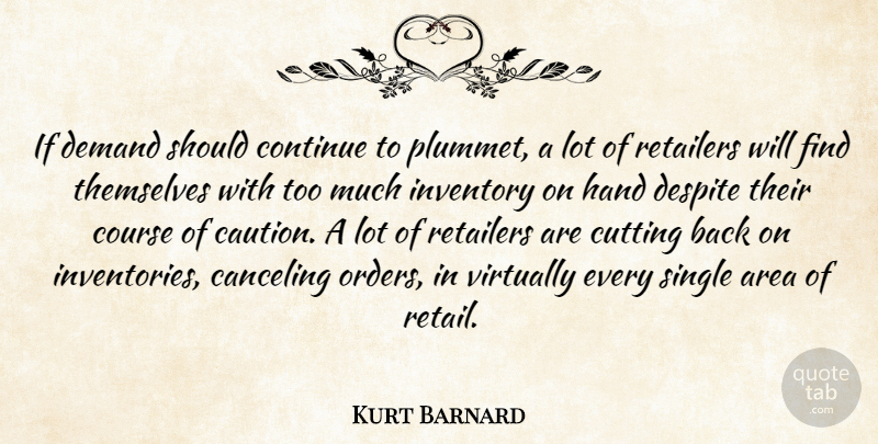 Kurt Barnard Quote About Area, Continue, Course, Cutting, Demand: If Demand Should Continue To...