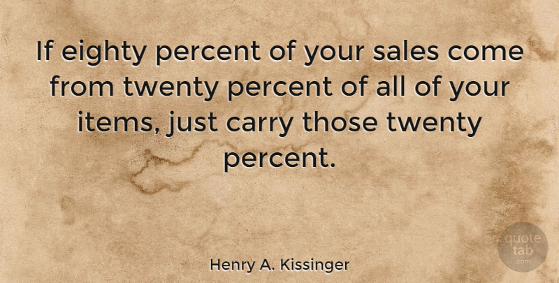 Henry A. Kissinger Quote About Twenties, Items, Eighty: If Eighty Percent Of Your...
