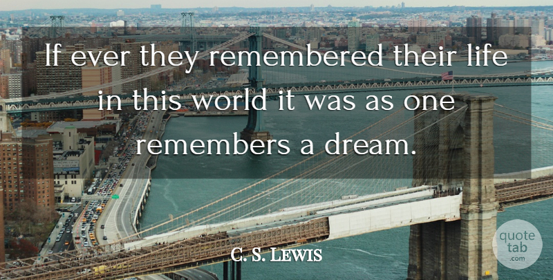 C. S. Lewis Quote About Dream, World, Remember: If Ever They Remembered Their...