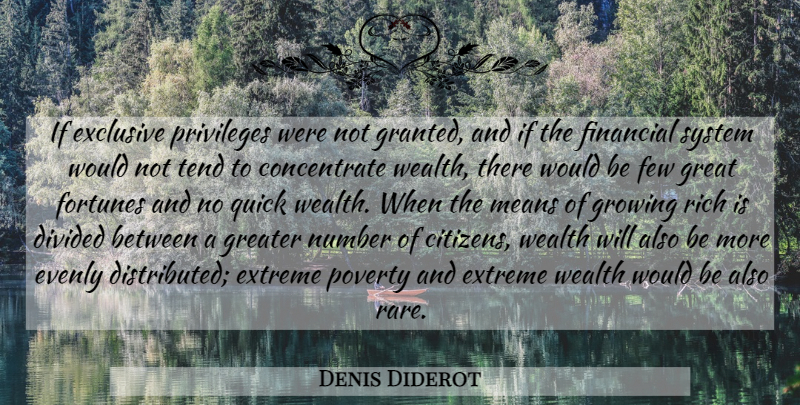 Denis Diderot Quote About Mean, Numbers, Would Be: If Exclusive Privileges Were Not...
