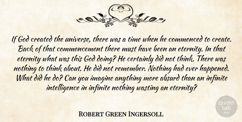 Robert Green Ingersoll Quote About Thinking, Infinite Intelligence, Remember: If God Created The Universe...
