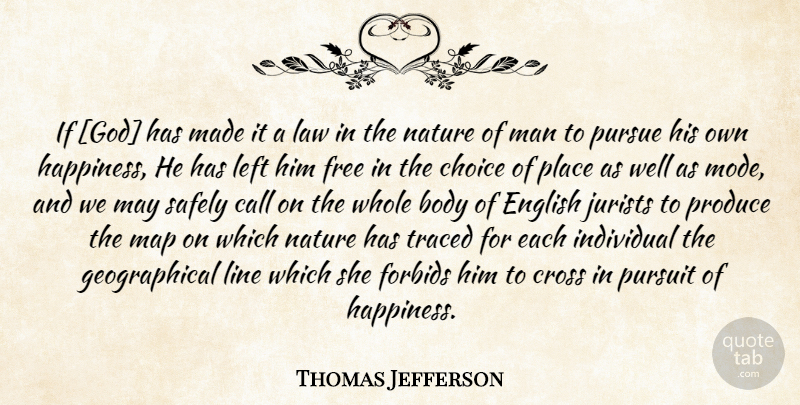 Thomas Jefferson Quote About Pursuit Of Happiness, Men, Law: If God Has Made It...