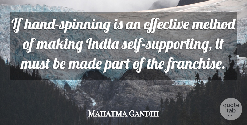 Mahatma Gandhi Quote About Self, Hands, Spinning: If Hand Spinning Is An...