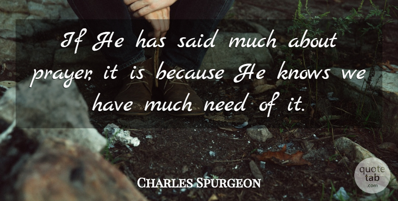 Charles Spurgeon Quote About Prayer, Needs, Said: If He Has Said Much...
