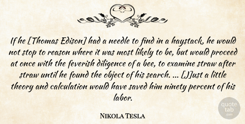 Nikola Tesla Quote About Ust, Littles, Bees: If He Thomas Edison Had...