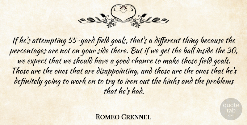 Romeo Crennel Quote About Attempting, Ball, Chance, Definitely, Expect: If Hes Attempting 55 Yard...