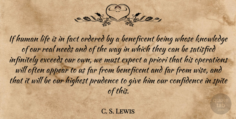 C. S. Lewis Quote About Wise, Real, Giving: If Human Life Is In...