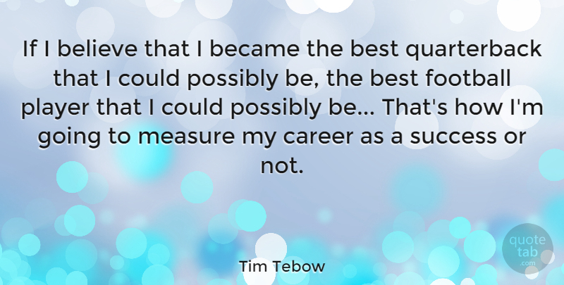 Tim Tebow Quote About Football, Believe, Player: If I Believe That I...