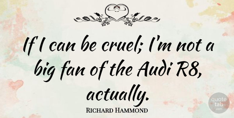 Richard Hammond Quote About Fans, Audi, Bigs: If I Can Be Cruel...