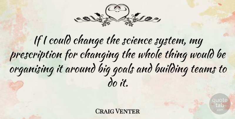 Craig Venter Quote About Building, Change, Changing, Science, Teams: If I Could Change The...