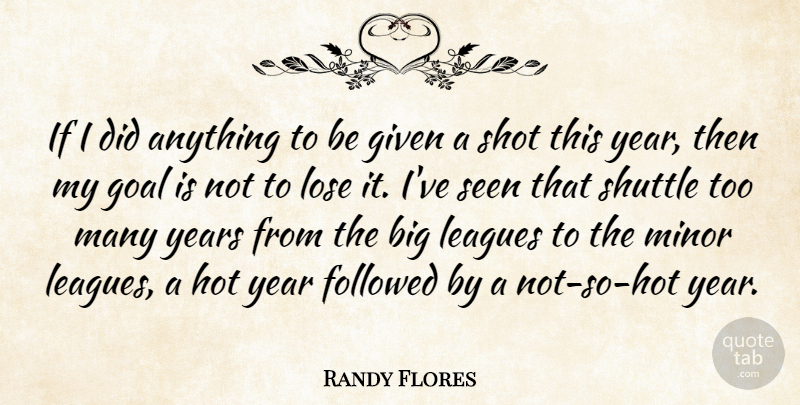 Randy Flores Quote About Followed, Given, Goal, Hot, Leagues: If I Did Anything To...