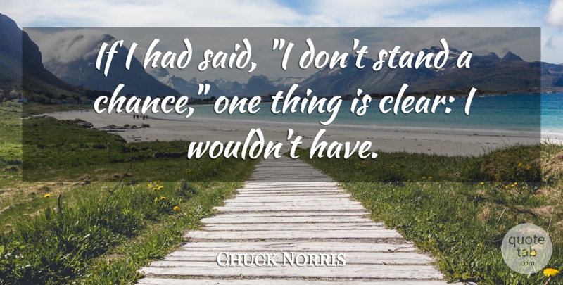 Chuck Norris Quote About Sports, Chance, Said: If I Had Said I...
