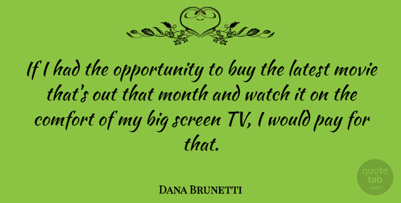 Dana Brunetti Quote About Buy, Latest, Opportunity, Screen, Watch: If I Had The Opportunity...