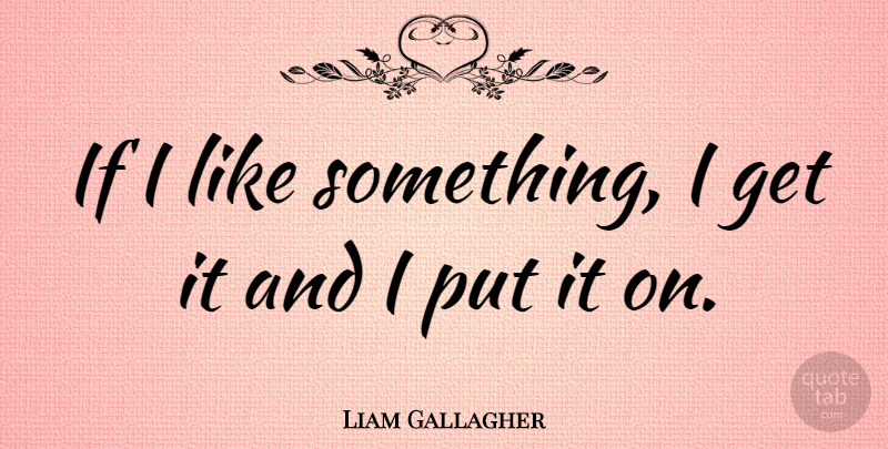 Liam Gallagher Quote About Like Something, Ifs: If I Like Something I...
